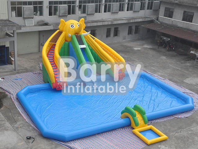 Yellow Inflatable Elephant Head Water Park With Pool